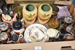 A Royal Doulton Bunnykins porridge dish and matching mug (mug has a large crack), four vintage