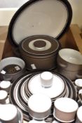 A large selection of 20th-century Hornsea pottery Contrast tableware, featuring a dark chocolate-