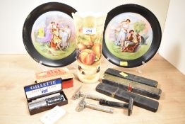 An Aynsley Orchard 'Gold' vase', a pair of vintage Kaufmann display plates and a collection of