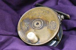 A two and a half inch transitional Hardy perfect fishing reel in excellent condition Circa 1892-