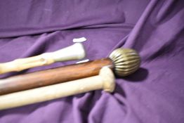 3 short canes 2 having metal heads and one being nicely bound 2 x 70cm and 1 x 83cm