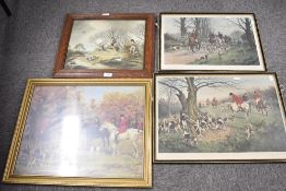 Four framed hunting related prints