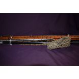 2 split cane vintage fly rods in poor condition and a folding vintage landing net