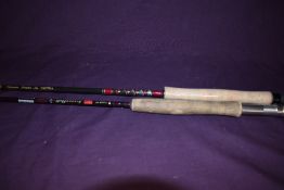 Two fly fishing rods. A Leeda 2pc 9ft #6-7 Dragonfly fly rod and a Shakespeare Graphite Fly2pc 2.75m