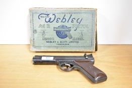WEBLEY; 'The Webley Senior' .177 air pistol, serial number S13661 in original box with a tin of