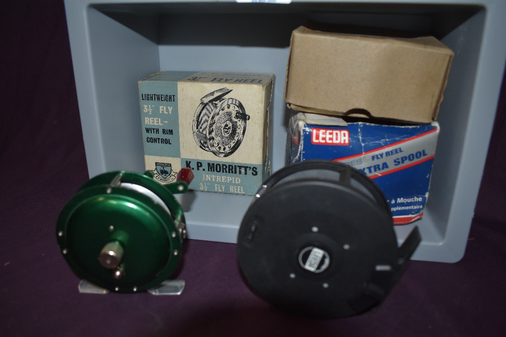 Three fly fishing reels. A Leeda LC 100 composite reel with spare spool works well an unnamed french - Image 2 of 2