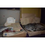 Two vintage cardboard boxes containing birds wings of various colours and sizes for fly tying