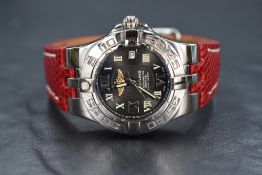 A Breitling Galactic 30 wristwatch, the black metallic dial having Roman numerals and date