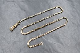 A yellow metal fancy box link chain, having a dog clip closure, 44.5cm, 9.1g