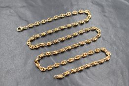 A 9ct gold mariner link chain, having a lobster clasp, marked 375, 56cm, 15.2g