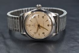 A gent's 1950's Tudor Oyster automatic wrist watch having Arabic and numeral baton dial with