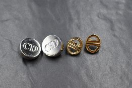 A pair of Christian Dior vintage gold tone CD clip on earrings, having Chr. Dior to the backs, along