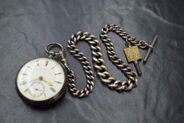 A Victorian silver open face key wound pocket watch, the cream dial having Roman numerals marked '