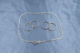 A fine 9ct gold scroll link bracelet, with broken clasp, along with two pairs of 9ct gold hoop