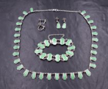 A Danish silver and enamel Art Nouveau style suite of jewellery by Volmer Bahner consisting of a