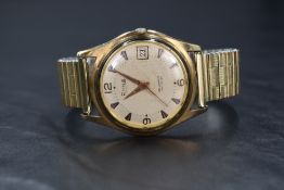 A 9ct gold cased Rone automatic wristwatch, the champagne dial having Arabic numerals and arrow