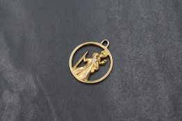A 9ct gold St. Christopher medallion pendant, having a pierced background, marked 375, 2.6g