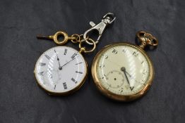 A Victorian gold plated key wound pocket watch of slim form by Badollet Geneve, having a Roman