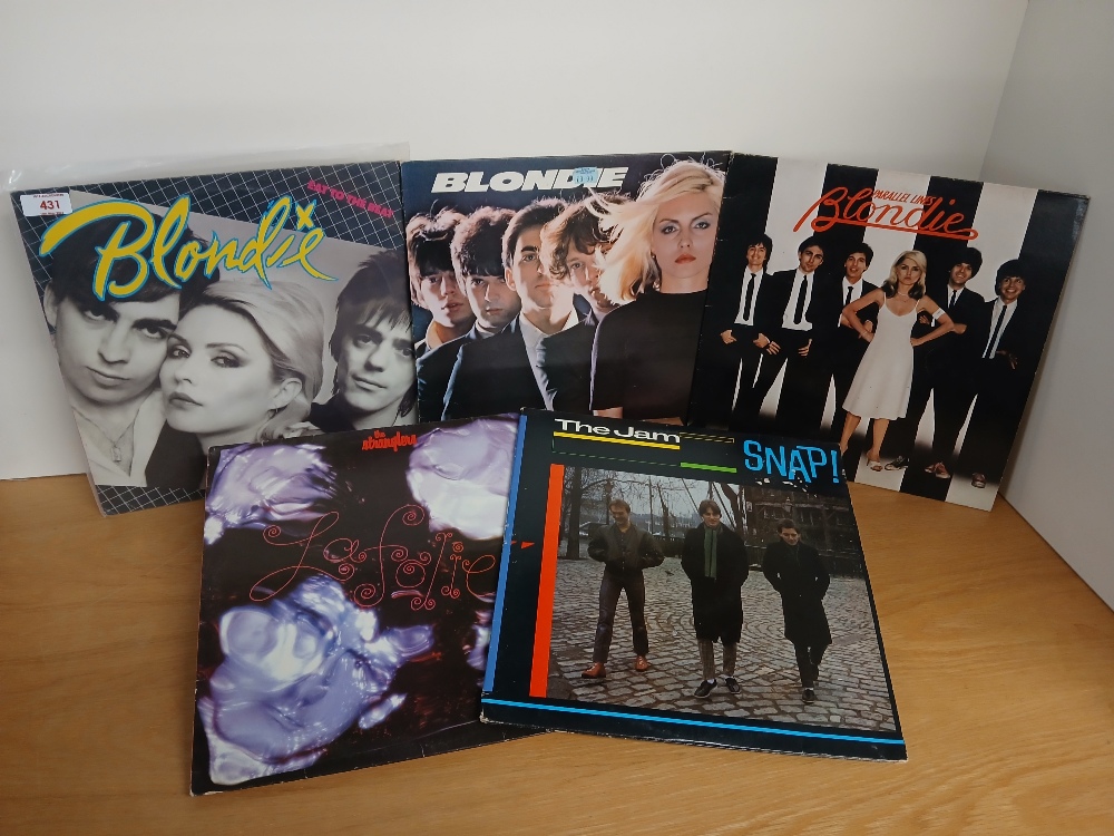 A five new wave / mod / punk lot with The Jam , Blondie and The Stranglers VG/VG+