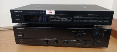 A Pioneer two item lot with a tuner and amplifier as in photos
