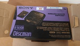 An early Sony Discman portable CD player - boxed and rare - unused old stock