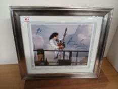 A Brian May print - framed and signed but we not have an authenticity - 35cm x 30cm - Queen