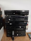 A selection of hi fi components with items by Aiwa , Philips , Pulseflow , Yamaha and JVC on offer