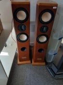 A pair of bespoke and rare Robson Acoustics Burlington II floor standing speakers - leather and