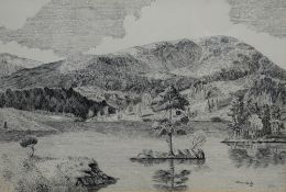 *Local Interest* Norman Barker (British 20th Century) Pen and Ink 'Tarn Hows and Wetherlam', a