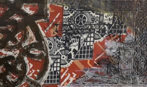 After Simon Sherrington (Contemporary) Embellished print, an interesting abstract composition