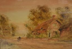 Edith Nevil (British 19th Century) Watercolour 'Surrey Cottages' depicting a quiet village with