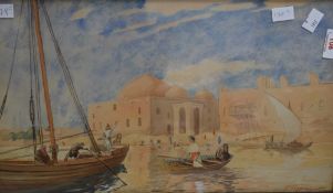 L Pagganni (20th Century) A pair of watercolours, Arabian sailing scenes, signed lower left and
