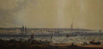 After H.E James and W.J Bennett (19th Century) Hand colourised etching 'A View of the Town and