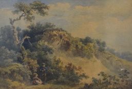 A 19th Century Watercolour, depicting two small children amongst hillside vegetation, signature