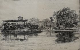 Sir Francis Seymour Haden (British 1818-1910) Drypoint etching 'Kew' / 'Railway Encroachment - Kew',