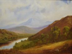 Jack R Mould (British 1925 - 1998) Oil on canvas 'The Torridons', a Scottish Highland landscape,