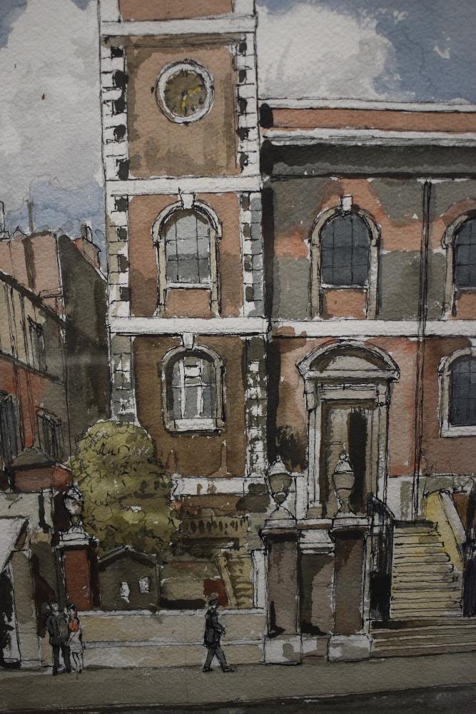 Denys G. Wells (British 1881-1973) Watercolour and ink 'St Andrew by The Wardrobe', a study of the - Image 3 of 6