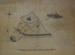 After J Wyatt (19th Century) Hand colourised map 'A Plan of the Ancient Town of Manchester Taken