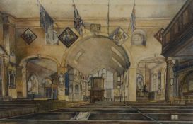 Artist unknown 19th Century watercolour, a church interior scene, unsigned or attributed, within