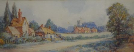 G Roberts (British 20th Century) Watercolour, study of a quaint village in summer, signed and