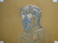 *Local Interest* Tom Dearden (British 1942-2020) Pastel on board, Self portrait as an elderly man in