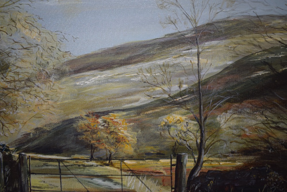 J A Sixsmith (British Contemporary) Oil on board, a pair of Autumnal rural river landscapes, - Image 8 of 9