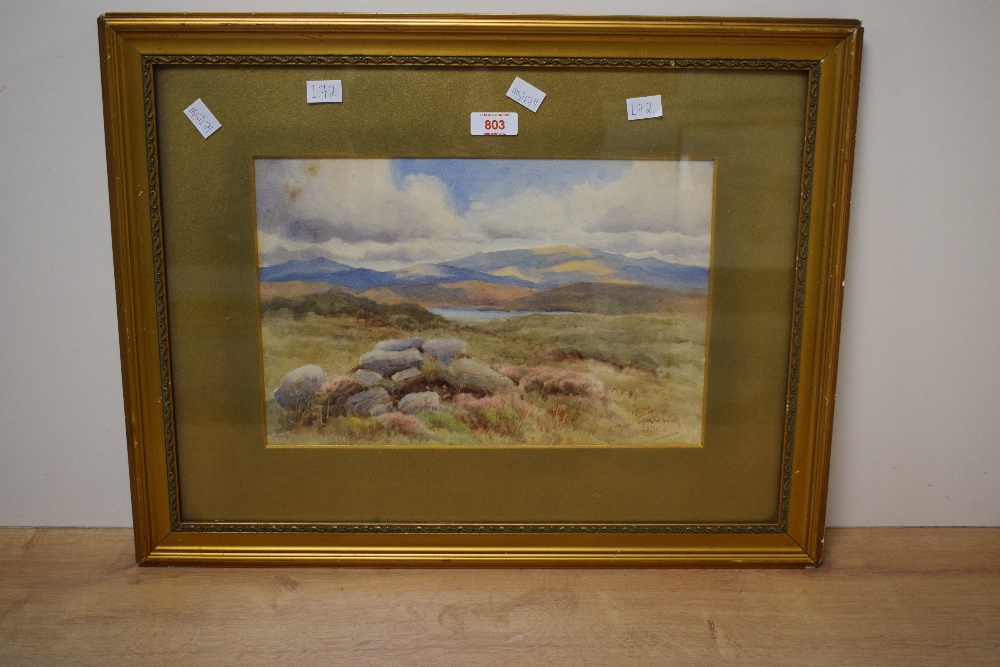 T.A.D Wills? (19th/20th Century) Watercolour, a mountainous landscape, signed and dated (1904) lower - Image 2 of 5