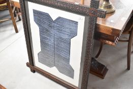 A late 19th or early 20th Century ecclesiastical style carved frame, with later print insert, max