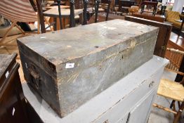A vintage wooden tool chest , approx. 85 x 37 x 25cm