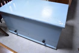 A 19th Century painted pine bedding box having drawer base, dimensions approx. 110 x 57 x 60cm