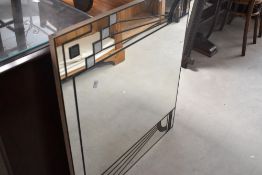 A modern wall mirror, having Art Deco style decoration, approx. 86 x 76cm