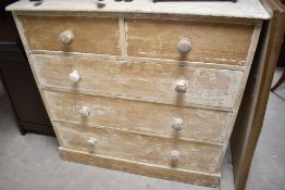 A 19th Century part stripped pine chest of two short over three long drawers, dimensions approx.