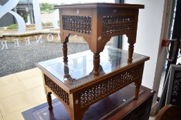 Two Anglo-Indian style occasional coffee tables having glass tops over bobbin turned style