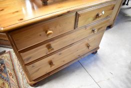 A modern yellow pine bedroom chest of two short over three long drawers, dimensions approx. width 86